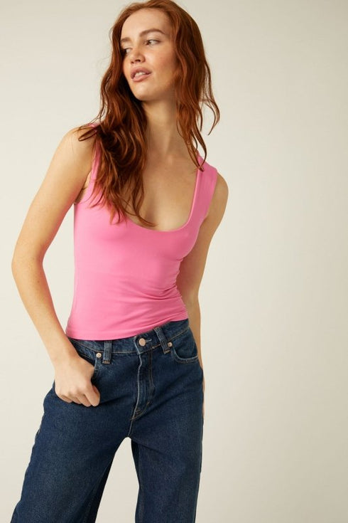 Clean Lines Muscle Cami - Free People - Lucky Pink